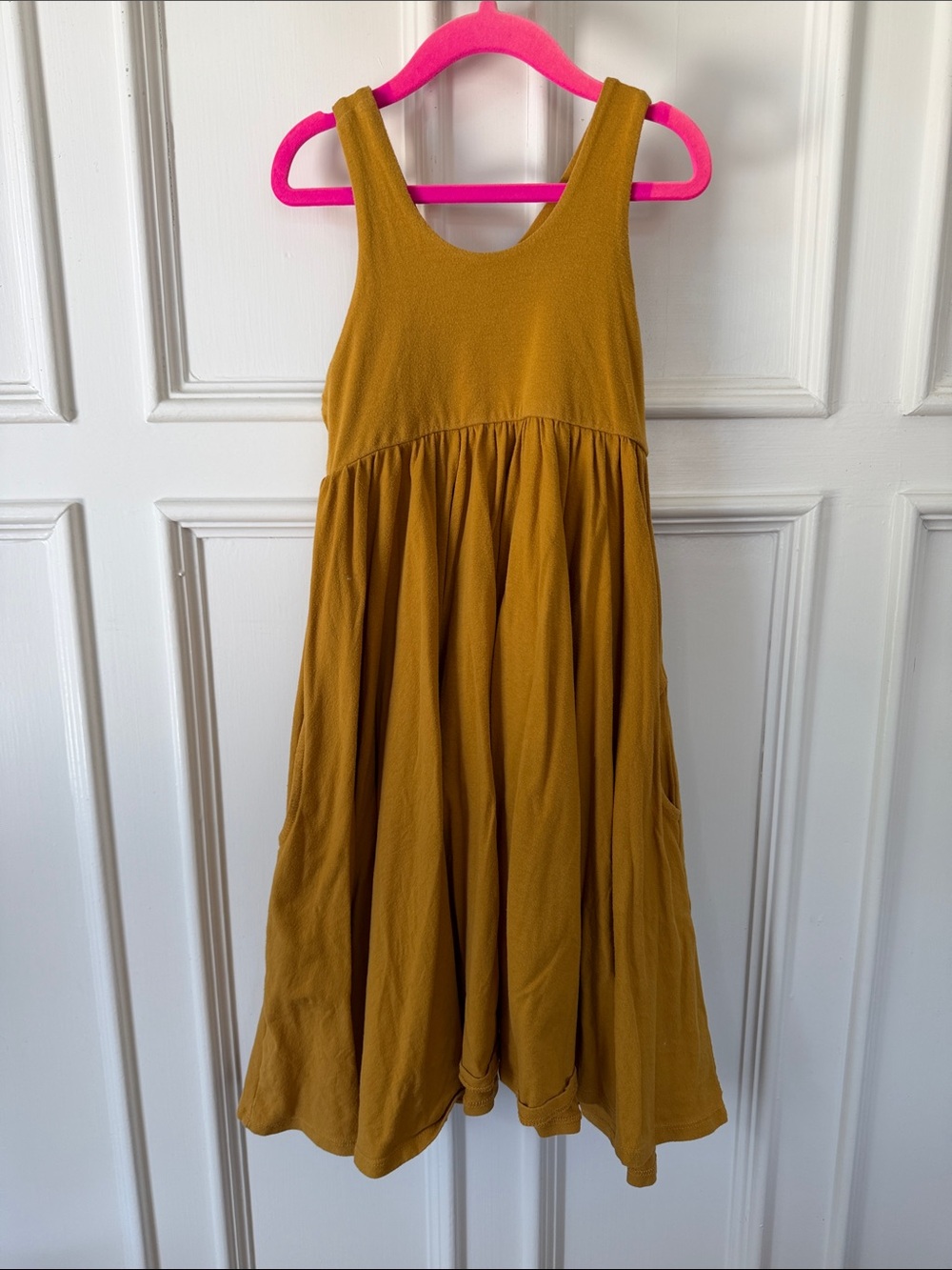 Remie Girl Mustard Sleeveless Casual Tank Twirl Dress with Pockets Girls Size 8